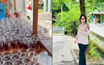 Tak Gengsi, Polwan Cantik Ini Jualan Es Teh Usai Dinas