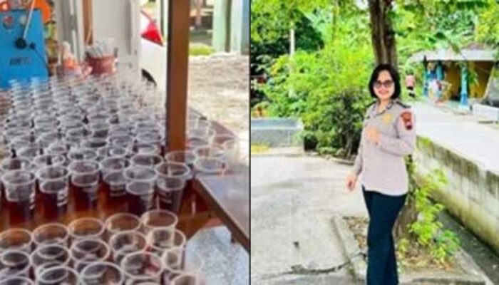Tak Gengsi, Polwan Cantik Ini Jualan Es Teh Usai Dinas